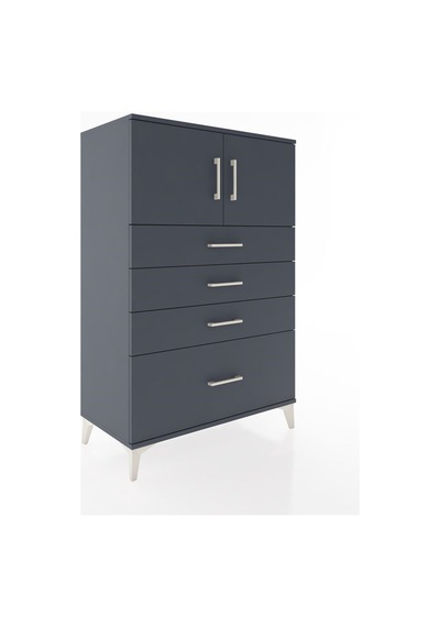 Hyperion Dolap Tek Raflı 4 Çekmeceli 2 Kapaklı 88x44x134 Antrasit-antrasit Antrasit