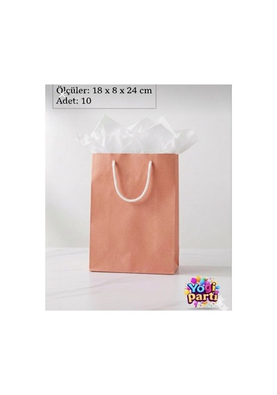 Lüks Karton Pembe Hediye Çantası 10 Adet Ürün Ölçüleri 18 X 8 X 24 Cm Pembe Tüm Yaşlar