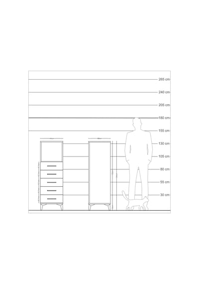 Kronos Dolap Tek Raflı 5 Çekmeceli 44x59x134 Çam-çam Çam