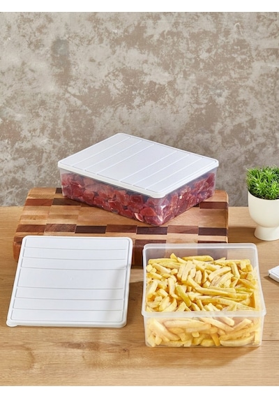 Selka Home 2 Adet 4 Lt. Nora Organizer  Buzdolabı Buzluk Düzenleyici Saklama Kabı