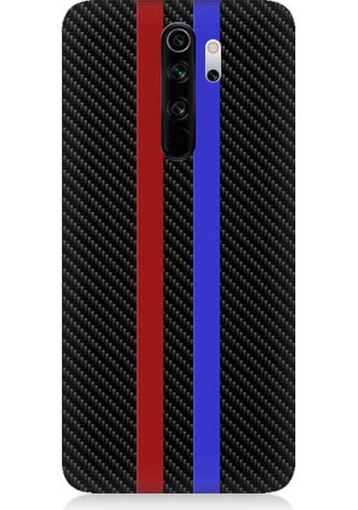 Xiaomi Redmi Note 8 Pro Uyumlu Silikon Kılıf Bordo Mavi Karbon