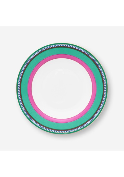 Pembe Yeşil Porselen Çukur Tabak 23,5 Cm