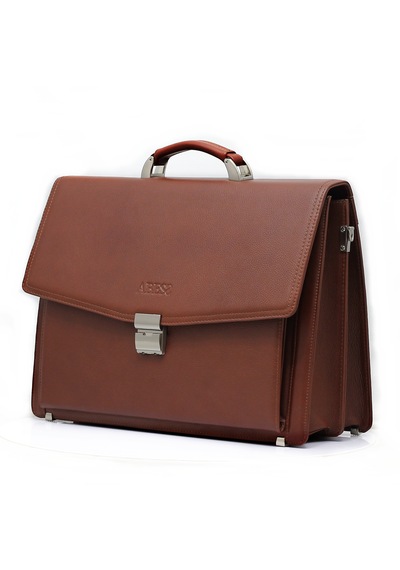 Abess Lüks Hakiki Deri Unisex Evrak Çantası - Klasik İş Çantası - Omuz Askılı Laptop Çantası - Taba A5625t