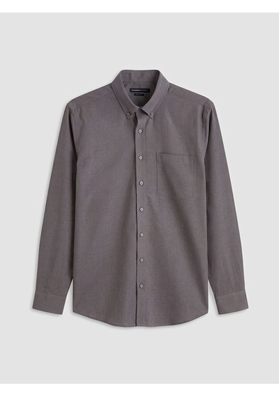 Lcwaıkıkı Classic Antrasit Regular Fit Keten Görünümlü Erkek Gömlek