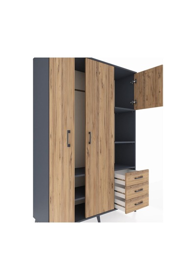 Hyperion Dolap 5 Raflı 3 Çekmeceli Tek Askılı 132x44x195 Antrasit-çam/çam Atlas Çam/atlas Çam Hyperion Dolap 5 Raflı 3 Çekmeceli Tek Askılı 132x44x195 Antrasit-çam/çam Atlas Çam/atlas Çam
