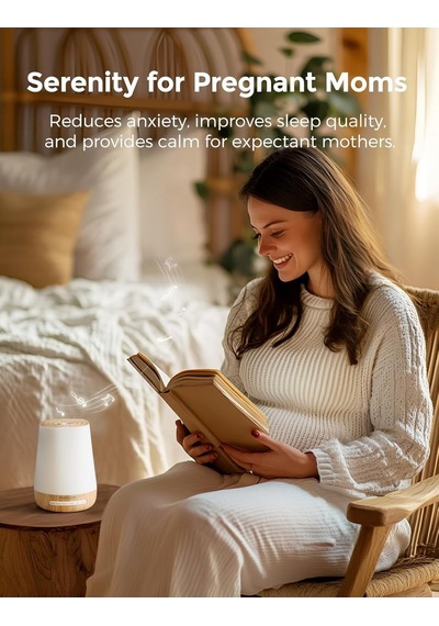White Noise Makinesi, 34 Ses, 7 Renkli Gece Lambası, App Kontrollü Uyku Yardımı Krem