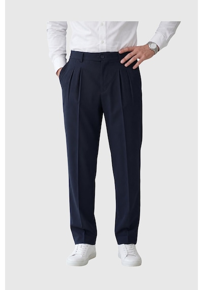 Deep Sea Deepsea Lacivert Baggy Fit Pileli Kumaş Pantolon Likralı, Beli Lastikli Rahat Kesim Erkek Pantolon 2600920