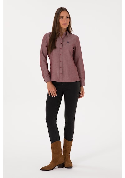 U.S. Polo Assn. Kadın Bordo Uzun Kollu Basic Gömlek 50316711-VR014