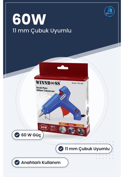 Sıcak Silikon Tabancası 60w C 11mm Çubuk Uyumlu Anahtarlı Hobi T