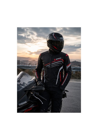 Scoyco Jk153 Motosiklet Montu Deri 4 Mevsim Oxford 600-d Dayanıklı Kumaş Motorcu Mont Red Siyah - Kırmızı Scoyco Jk153 Motosiklet Montu Deri 4 Mevsim Oxford 600-d Dayanıklı Kumaş Motorcu Mont Red Siyah - Kırmızı