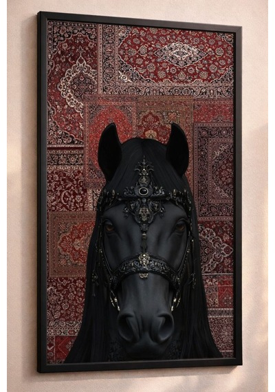 Gothik At Nalbur, Siyah At Başı Estetik Duvar Posteri , Çerçevesiz Poster