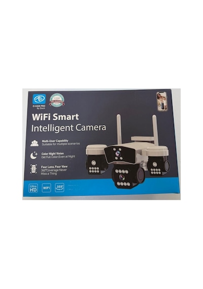 O-kam Ok-206w Wifi 12mp 4 Lens Aov Sirenli Gece Görüş Sesli Akıllı Güvenlik Kamerası Kişi Takibi Adaptör li