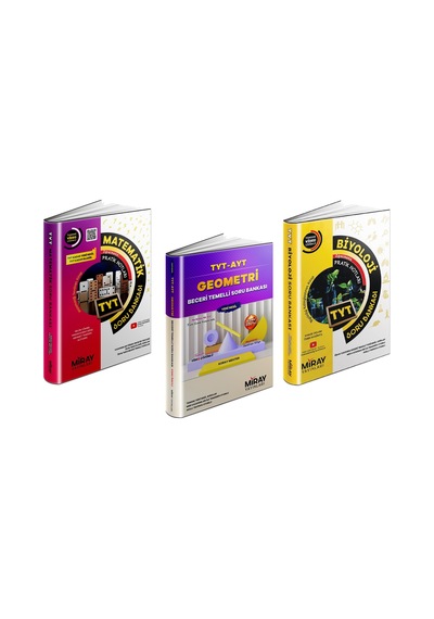 Miray Tyt Matematik + Geometri + Biyoloji Soru Bankası Seti 3 Kit