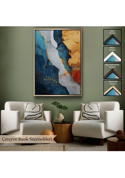 Miyrem^ Canvas Serie Mermer Desenli Soyut Tablo-7576