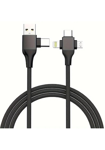 6026 Usb Type c Lightning Micro 5 İn 1 Çoklu Apple Uyumlu iPhone Samsung İçin Hızlı Şarj Kablosu 1m