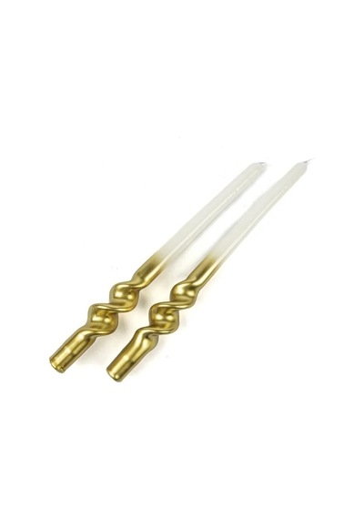 Mikasa Moor Gold Beyaz 2li Mum 30cm Altın - Beyaz