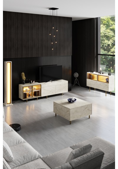 Vienna Gold Demir Ayaklı Rgb Led Işık Sistemli Traverten Tv Ünitesi Tv Sehpası Traverten - Altın Vienna Gold Demir Ayaklı Rgb Led Işık Sistemli Traverten Tv Ünitesi Tv Sehpası Traverten - Altın
