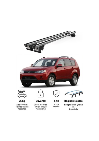 Venüs Mitsubishi Outlander 2006-2012 Uyumlu Gri Ara Atkı Port Bagaj Tavan Barı