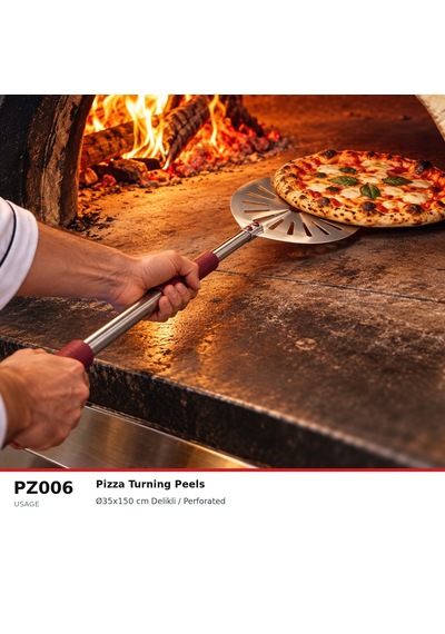 Fida Alüminyum Pizza Çevirme Küreği Yuvarlak Delikli 30 Cm