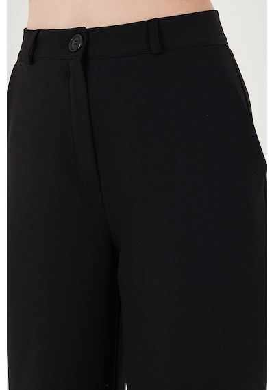 Lela Wide Leg Orta Yüksek Bel Bol Paça Kumaş Bayan Pantolon 6522974 Siyah