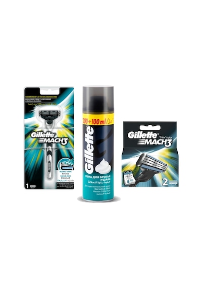 Gillette Mach3 1 Up Tıraş Makinesi + Yedek Başlık 2'li + Tıraş Köpüğü 300 ML