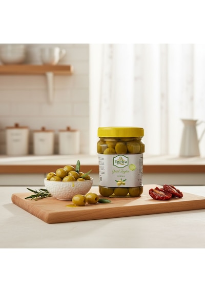 Egelya Akhisar Domat Kırma Yeşil Zeytin 500 G Düşük Acılık, Dengeli Tuzlu