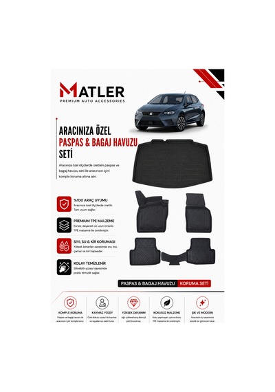 Seat İbiza 2019 Model 4d Ekstra Havuzlu Paspas Ve Bagaj Havuzu Set