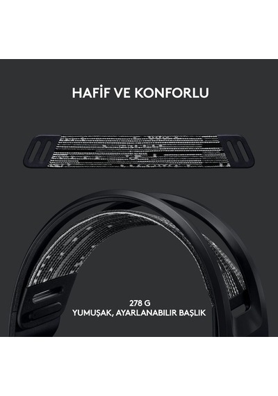 G733 Lıghtspeed Kablosuz Kulak Üstü Oyuncu Kulaklığı, Lıghtsync Rgb, Blue Voice Mikrofon, Askılı Kafa Bandı, Pro