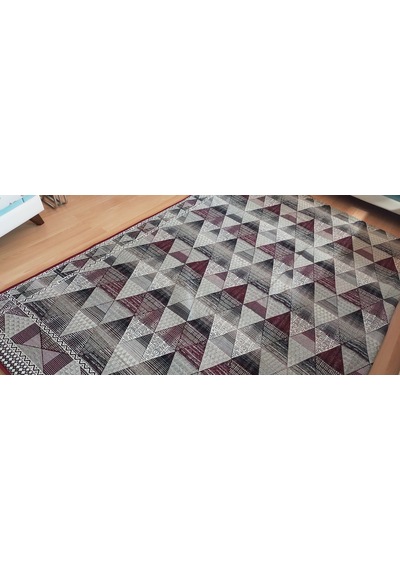 Algelsineve Keops Desen 6M2 Serme Halı Örtüsü, Savan, Pike Bordo - Krem