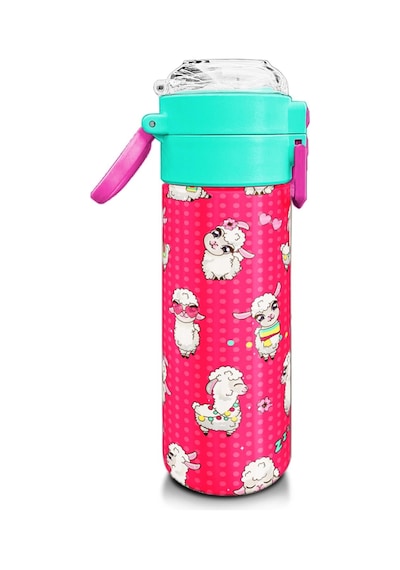 Coral High Kids Neon Mercan Suyeşili Alpaka Desenli Pipetli Ve Direkt İçim Çelik Termos 500 Ml 31914 Neon Mercan