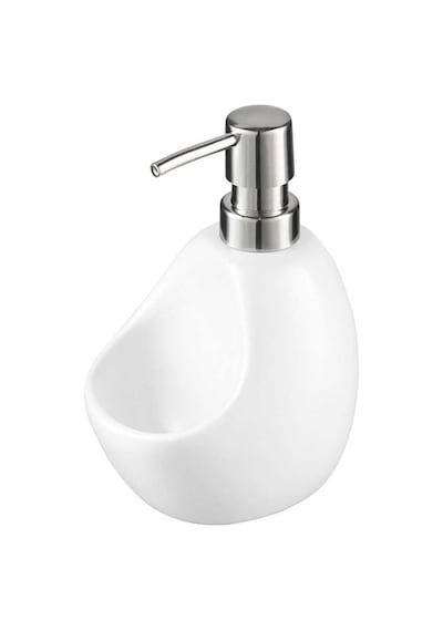 Buççin Online Mağaza Sıvı Sabunluk Süngerlik Bölmeli 460ml Sabunluk Porselen Beyaz Çok Renkli