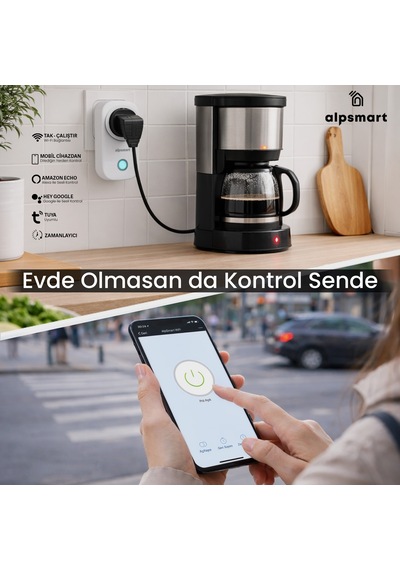 Alpsmart As816 Eu 3 Lü Set Wifi Akıllı Priz Uzaktan Kontrol Tuya