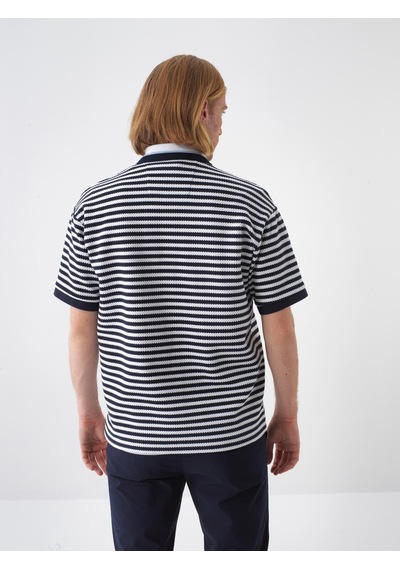 Xint Lacivert Pamuk Dokulu Regular Fit Tişört 502272