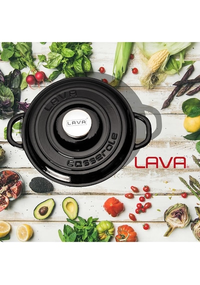 Lava Döküm Yuvarlak Tencere Döküm Demir Kapak New Heritage Serisi Çap(Ø)24cm.