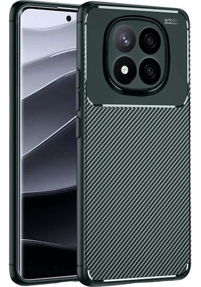 Xiaomi Redmi Note 15 Pro 4g Uyumlu Kılıf Karbon Tasarım Kamera Korumalı Silikon Telefon Kılıfı Kapak Koyu Yeşil