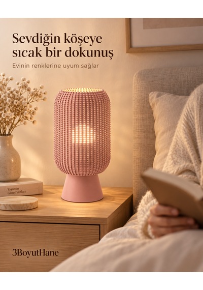 Modern Dekoratif Masa Lambası Salon Ve Yatak Odası İçin Abajur, 10 Renk Seçeneği, E14 Led Uyumlu Açık Pembe
