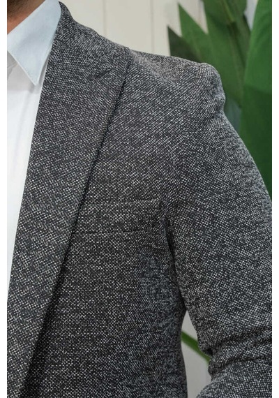 Bys Beystil Sivri Yaka Kırçıllı Siyah Blazer Ceket Britanya -slim Fit