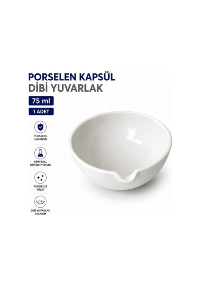 Porselen Kapsül 75 Ml Dibi Yuvarlak 1 Adet