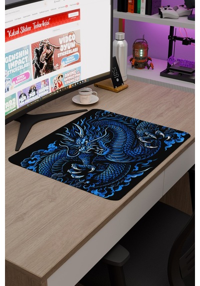 Ejderha Mavi V2 48x40 Xl Gaming Kauçuk Kaymaz Taban Mouse Pad Fare Altlığı