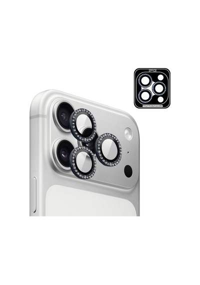 Apple iPhone Uyumlu 17 Pro / Apple iPhone Uyumlu 17 Pro Max İçin Ipg Prolens Kamera Lens Koruyucu Elmas Taş Çerçeveli, Kırılmaz Cam Lacivert