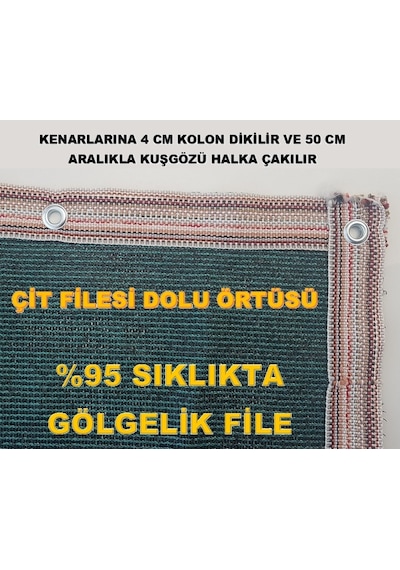 Gölgelik File 95 Lik Eni 2 Metre Gölgeleme Örtüsü Çit Filesi