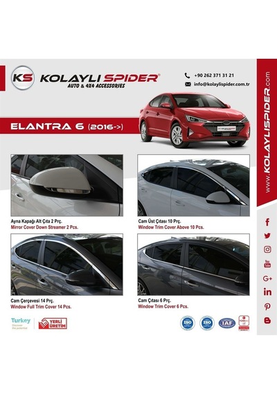 Hyundai Elantra 6 Ön Tampon Çıtası  Krom 2016-2019