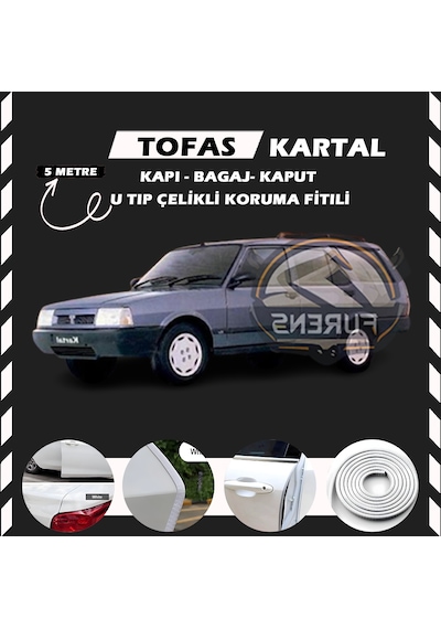 Tofaş Kartal Oto Araç Kapı Koruma Fitili 5metre Parlak Beyaz Renk