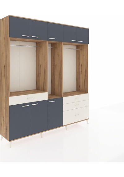 Hyperion Dolap 8 Raflı 4 Çekmeceli 3 Askılı 220x44x243 Çam-antrasit/aytaşı Antrasıt/aytası Hyperion Dolap 8 Raflı 4 Çekmeceli 3 Askılı 220x44x243 Çam-antrasit/aytaşı Antrasıt/aytası