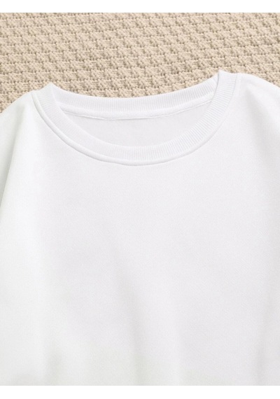Startmore Balance Renkli Oversize Bisiklet Yaka Pamuklu Sweatshirt Beyaz Beyaz