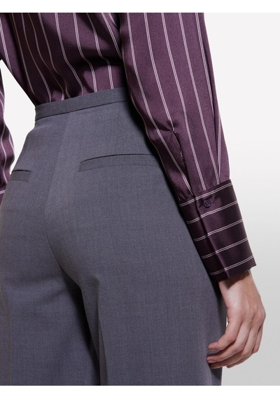 Sisley Yün Karışımlı Kıvrık Paça Normal Bel Pantolon Kadın Siyah Pantolon - 324a4jyqlf061