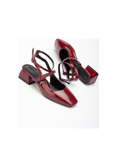St-003 Bordo Rugan Günlük 4 Cm Topuklu Bayan Ayakkabı Bordo