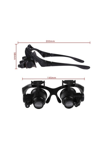 Gözlük Modeli 10x 15x 20x 25x Lens 2 Led Işıklı Büyüteç 9892g Hmngoxxtptprp