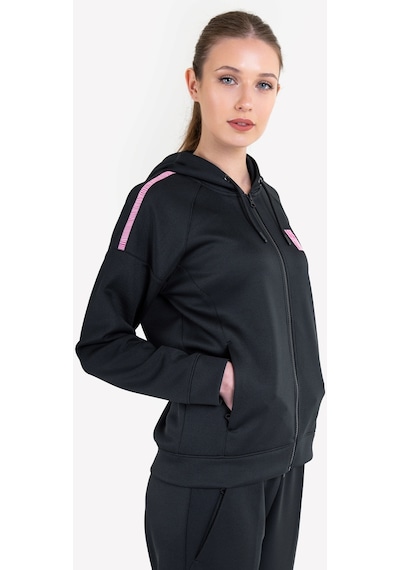 Lescon Siyah Kadın Fermuarlı Kapüşonlu Sweatshirt 23n-2128