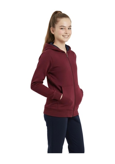 Bordo Fermuarlı Kapüşonlu Cepli Kız Erkek Sweatshirt Bgl-st04999 Bordo